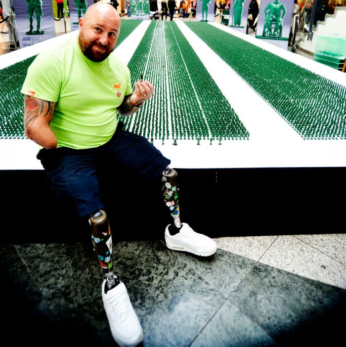 Dave Watson with help the heroes figurines manchester Arndale Centre