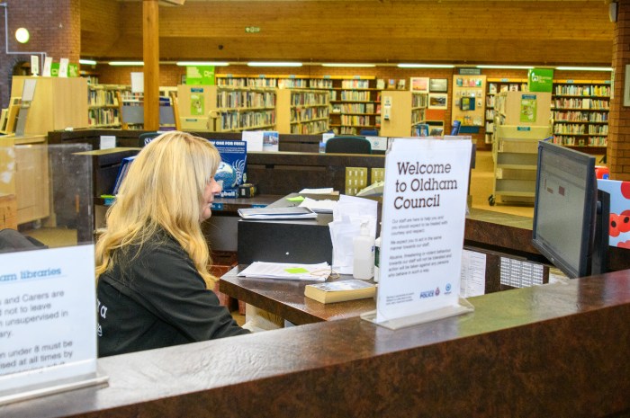 Oldham In Greater Manchester main Library one of 11 LIbraries in the Oldham area with regular events including Royton Reading groups
